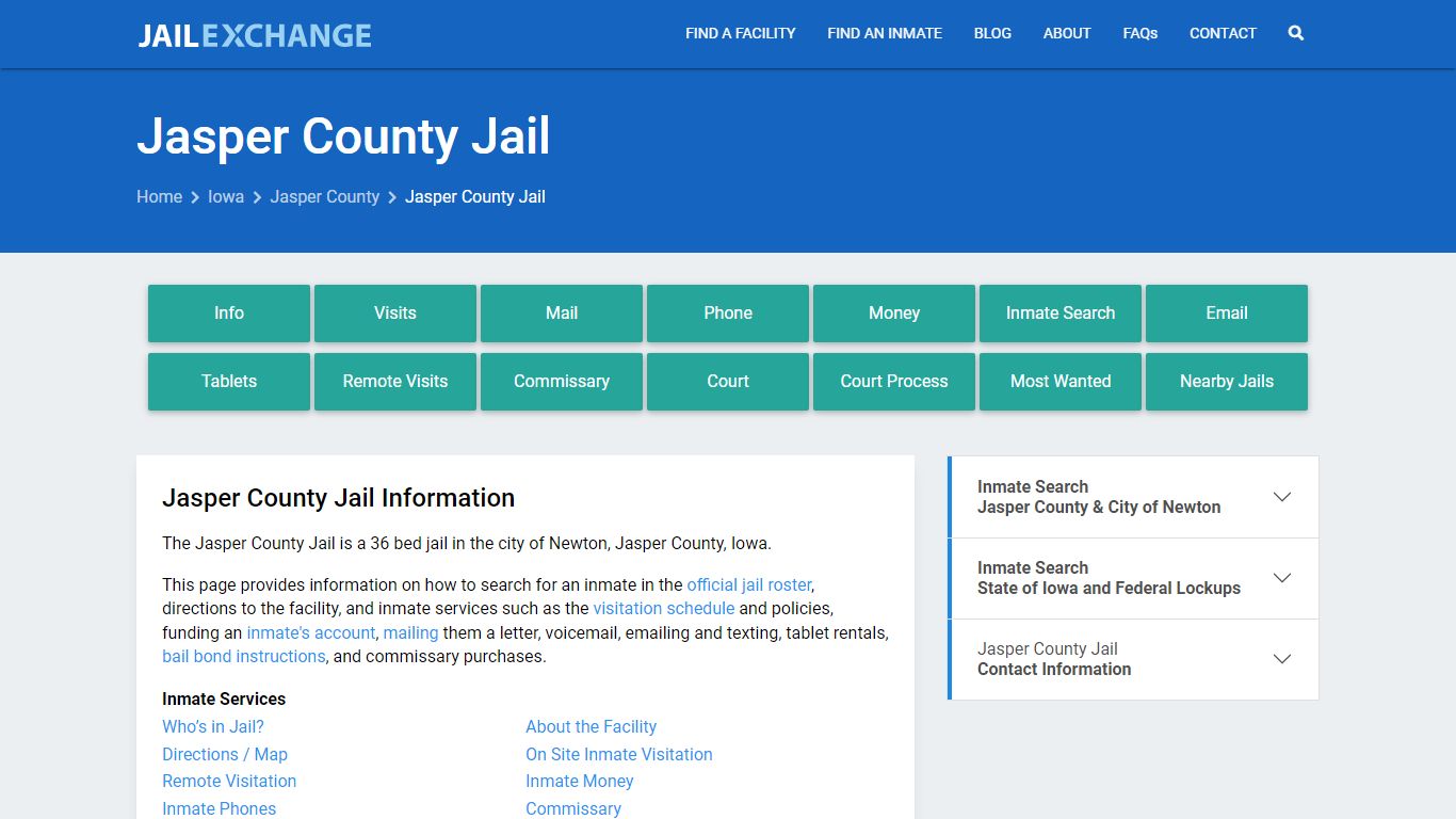 Jasper County Jail, IA Inmate Search, Information